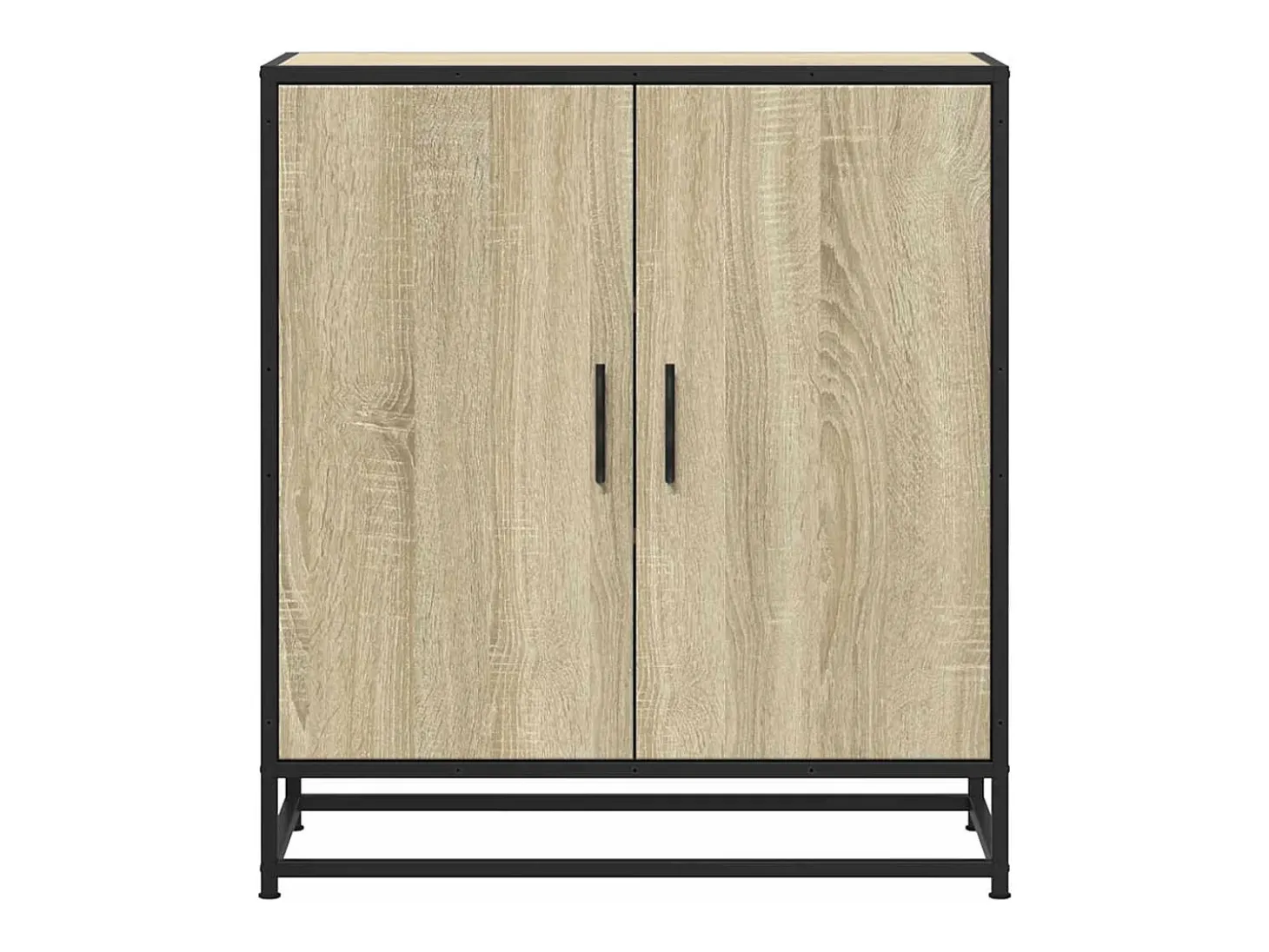 Aparador de roble Sonoma 68x35x76 cm madera contrachapada y metal