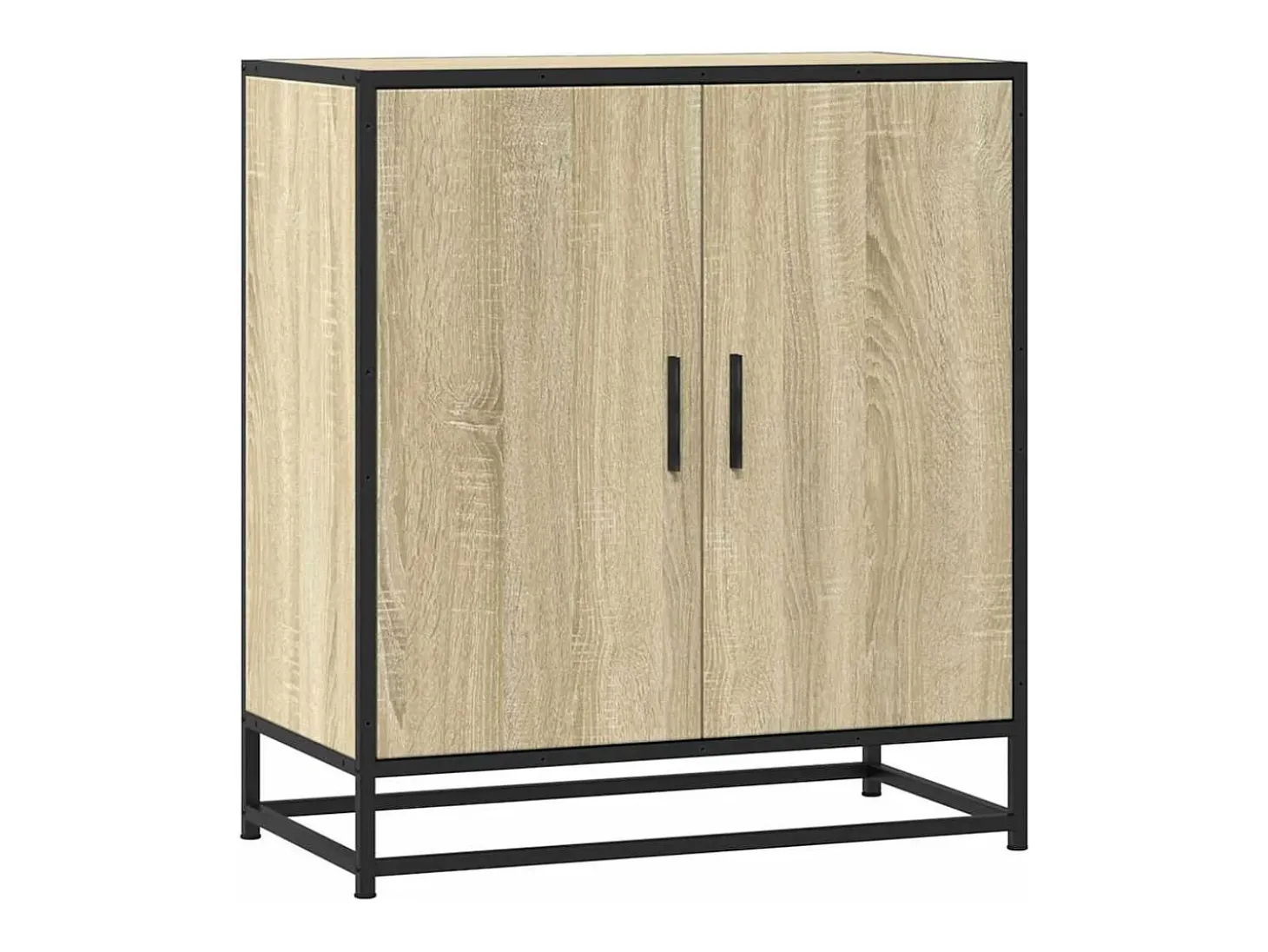 Aparador de roble Sonoma 68x35x76 cm madera contrachapada y metal
