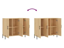 Aparador de roble Sonoma 90x34x80 cm madera de ingeniería