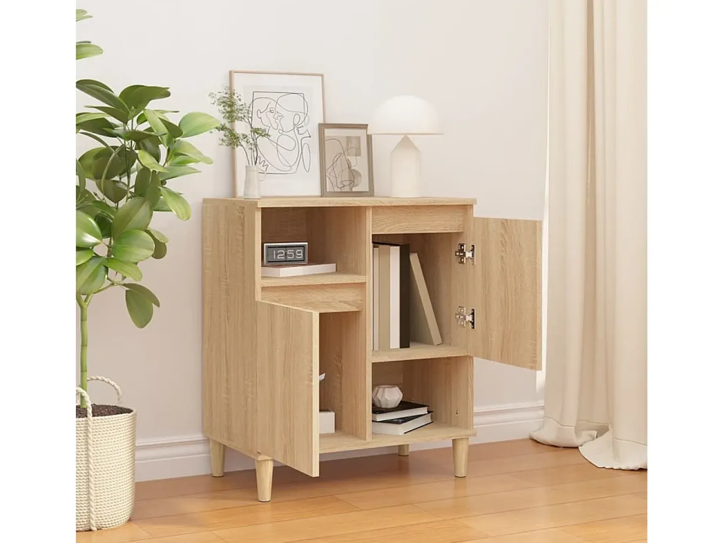 Aparador de roble Sonoma 60x35x70 cm Madera de ingeniería