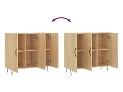 Aparador de roble Sonoma 90x34x80 cm madera de ingeniería