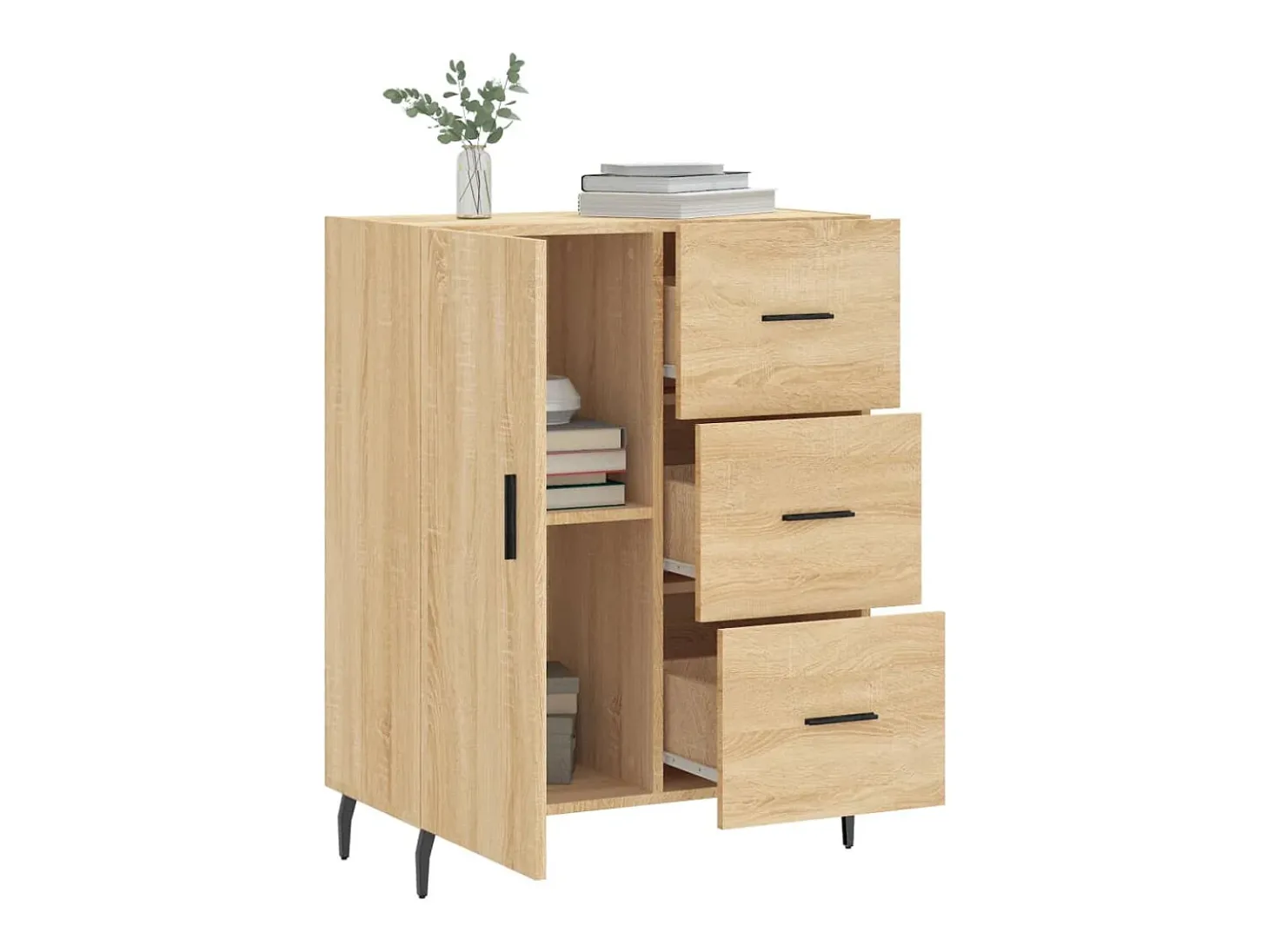 Aparador de roble Sonoma 69,5x34x90 cm madera de ingeniería