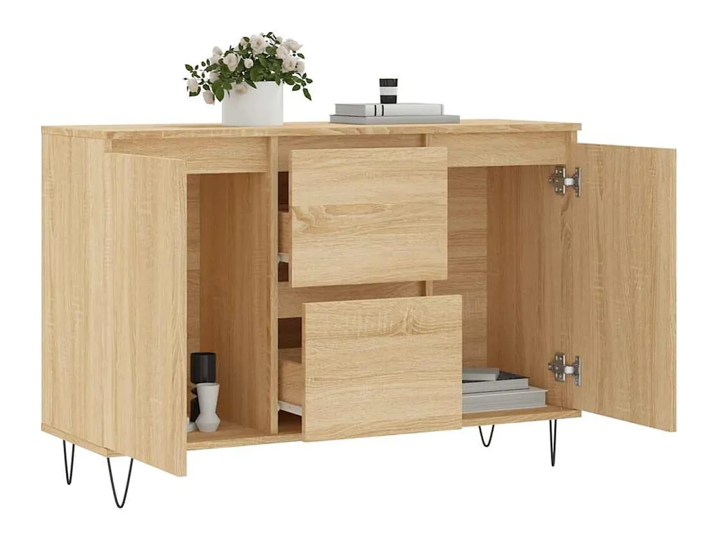 Aparador de roble Sonoma 104x35x70 cm madera de ingeniería