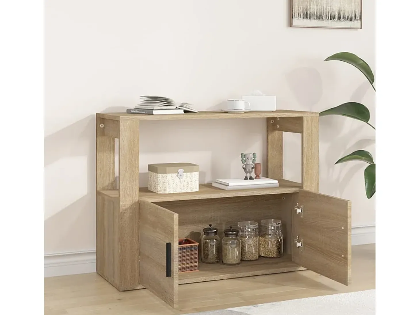 Aparador de roble Sonoma 80x30x60 cm Madera de ingeniería
