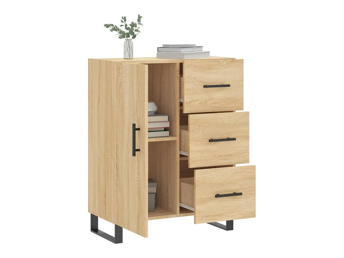 Aparador de roble Sonoma 69,5x34x90 cm madera de ingeniería