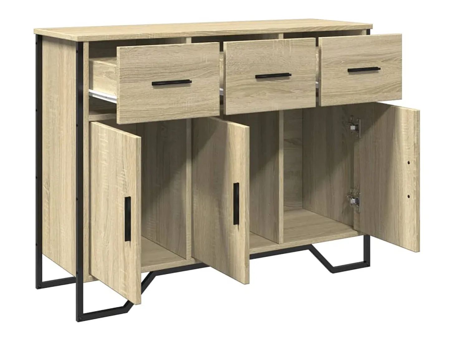 Aparador de roble Sonoma 97x32,5x74,5 cm madera de ingeniería