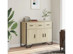 Aparador de roble Sonoma 97x32,5x74,5 cm madera de ingeniería