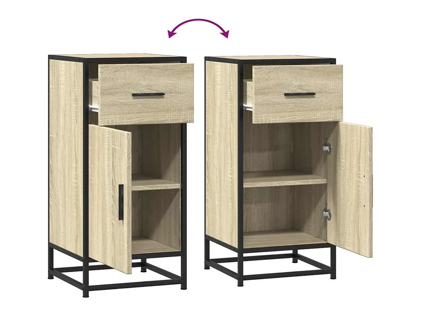 Aparador de roble Sonoma 35,5x35x76 cm madera contrachapada y metal