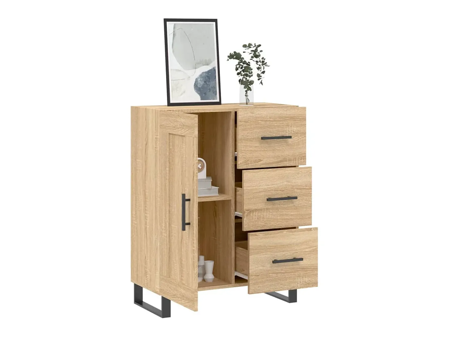 Aparador de roble Sonoma 69,5x34x90 cm madera de ingeniería