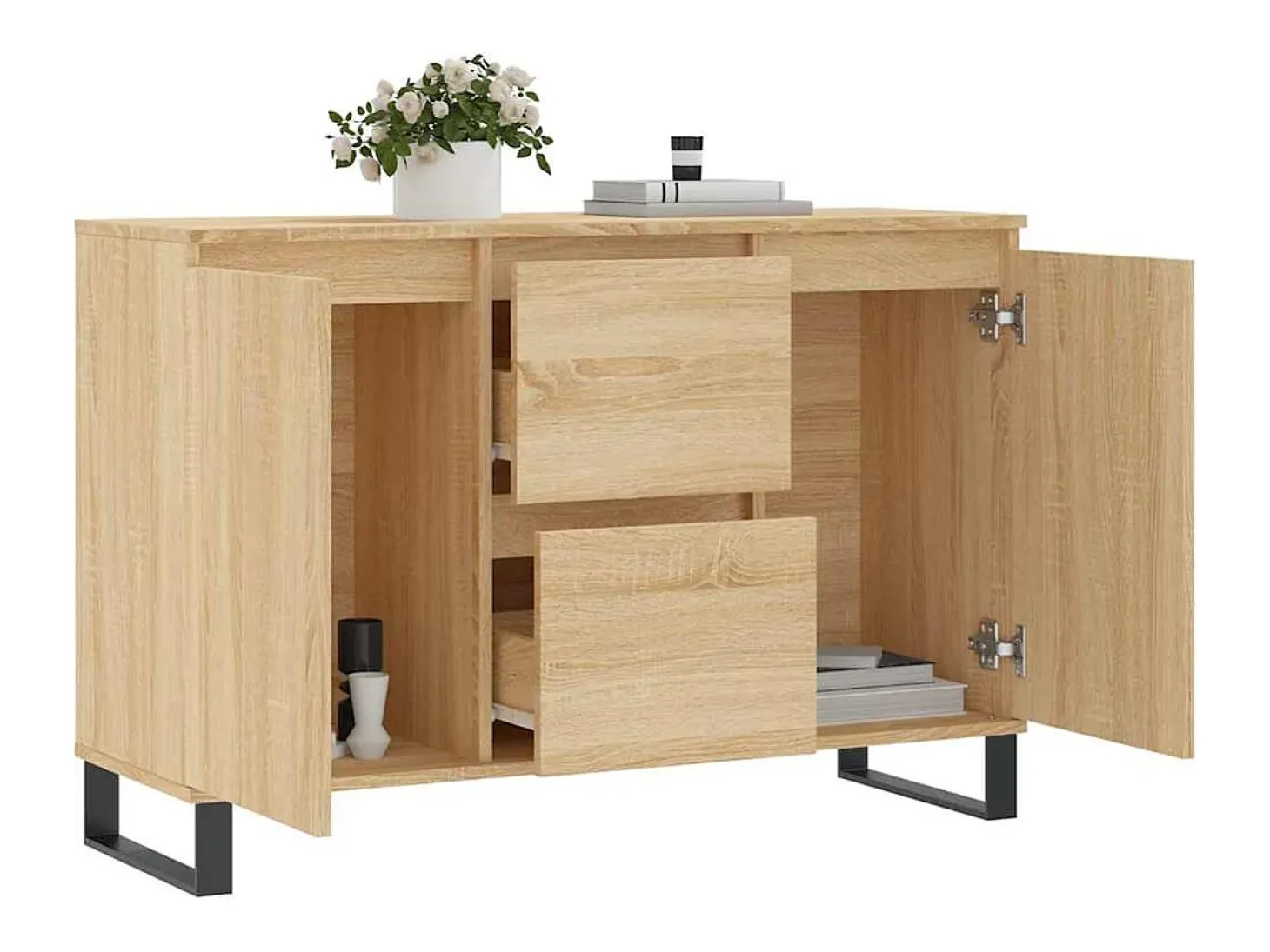 Aparador de roble Sonoma 104x35x70 cm madera de ingeniería