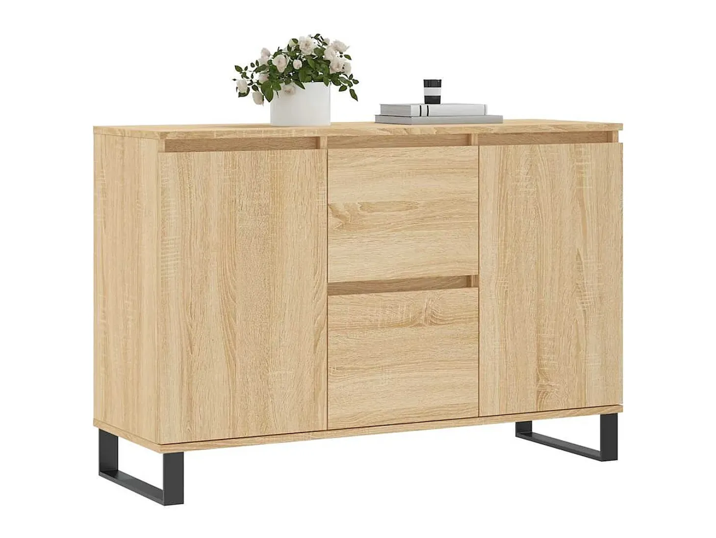 Aparador de roble Sonoma 104x35x70 cm madera de ingeniería