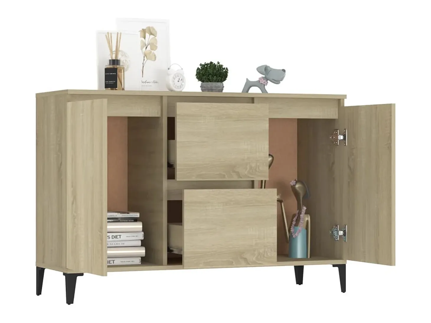 Aparador de roble Sonoma 104x35x70 cm madera de ingeniería