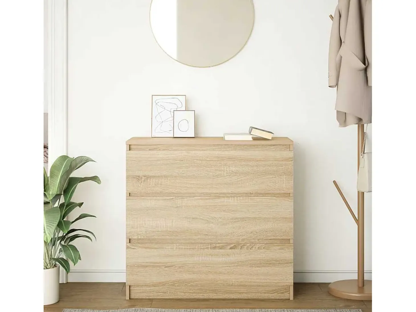 Aparador de roble Sonoma 80x35x76 cm madera de ingeniería