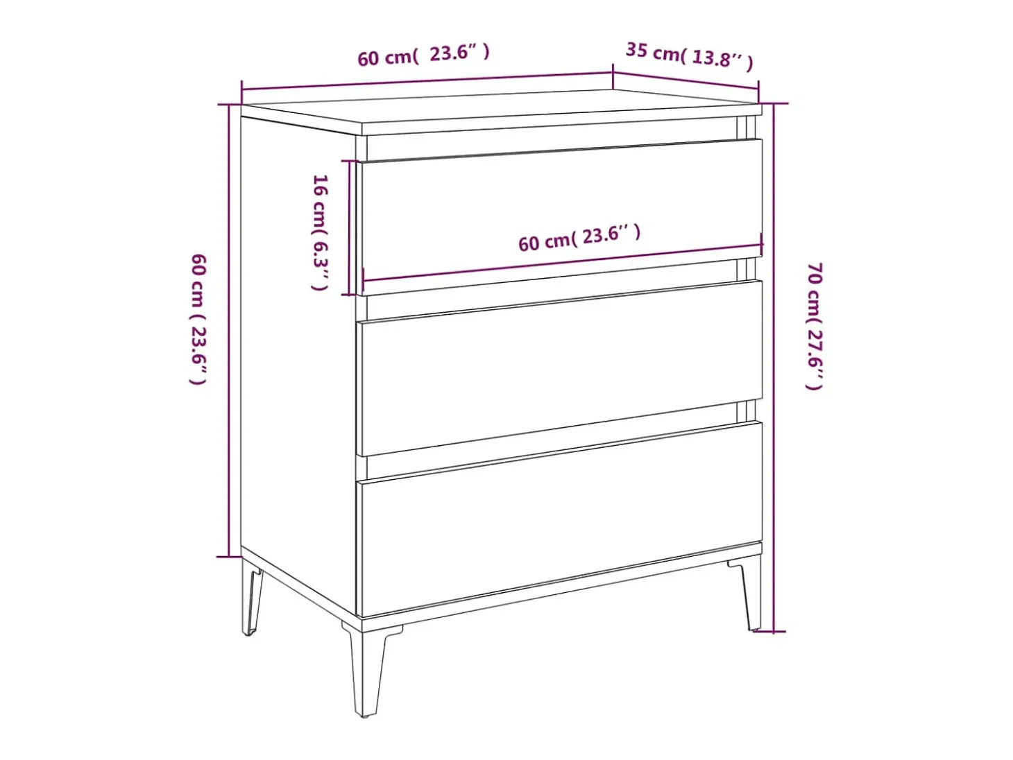 Aparador de roble Sonoma 60x35x70 cm Madera de ingeniería