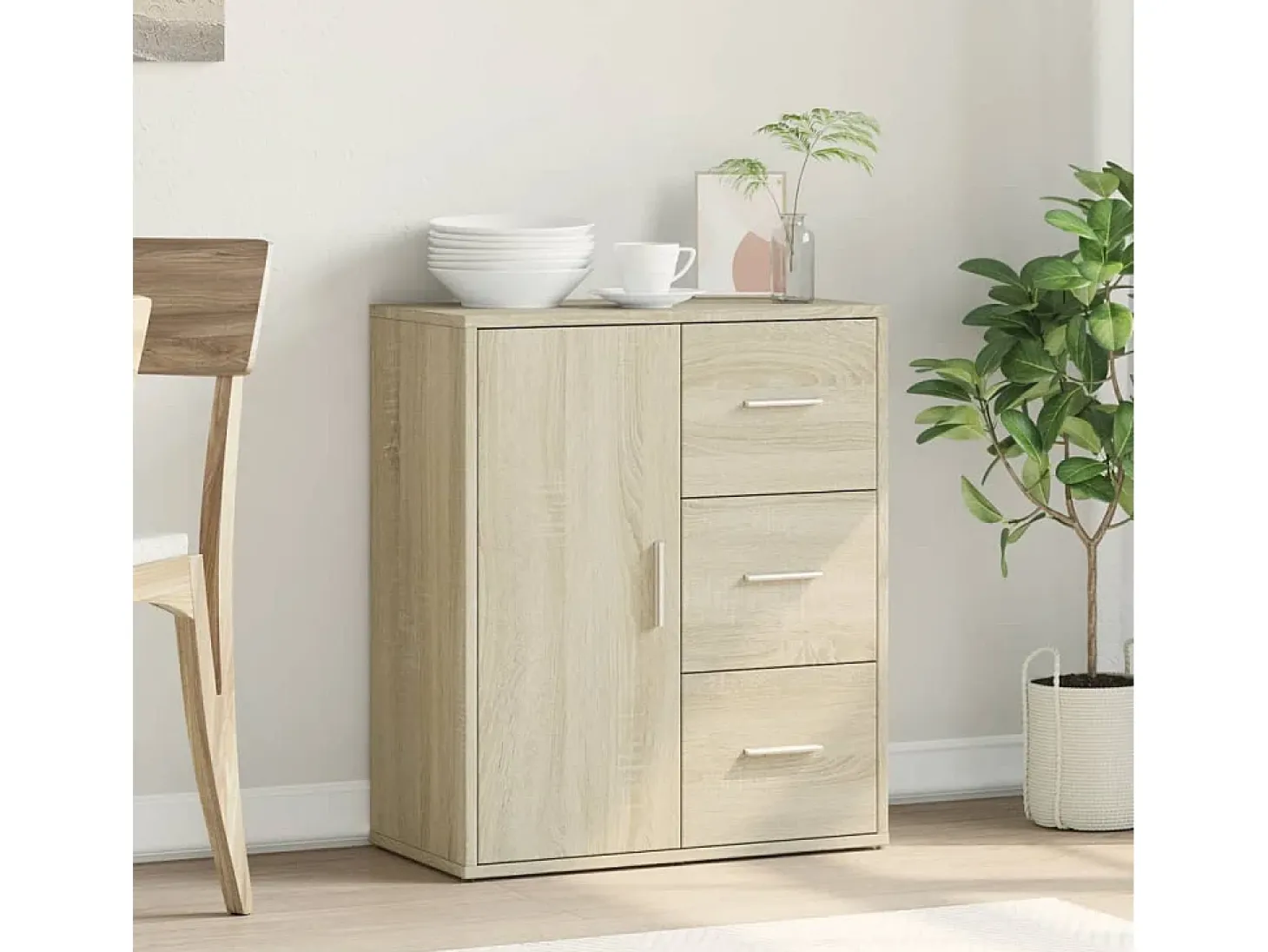 Aparador de roble Sonoma 60x31x70 cm madera de ingeniería
