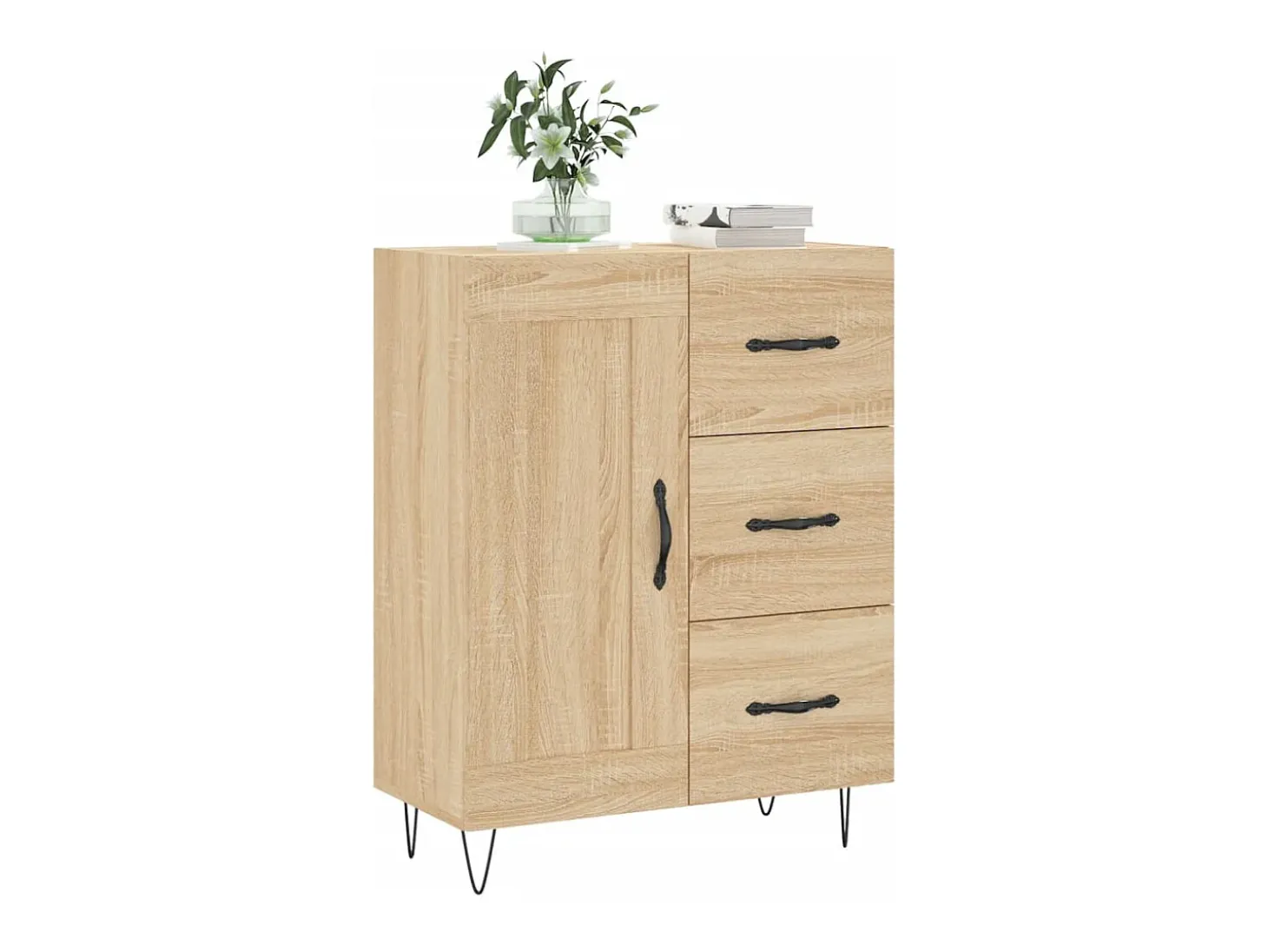 Aparador de roble Sonoma 69,5x34x90 cm madera de ingeniería