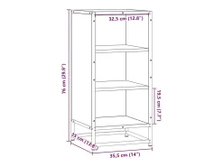 Aparador de roble Sonoma 35,5x35x76 cm madera contrachapada y metal