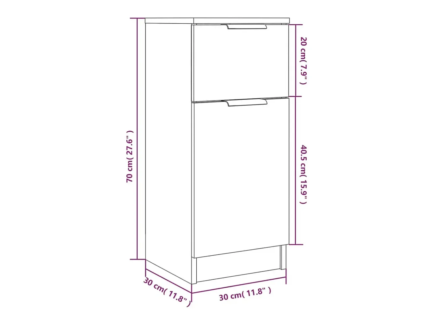 Aparador de roble Sonoma 30x30x70 cm Madera de ingeniería