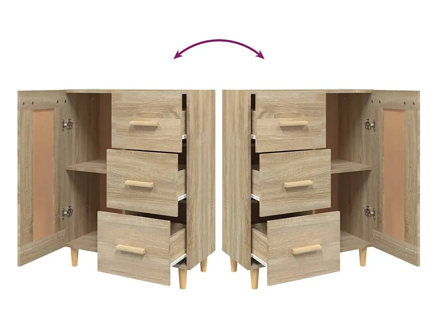 Aparador de roble Sonoma 69,5 x 34 x 90 cm Madera de ingeniería