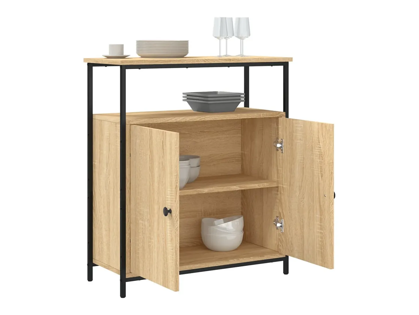 Aparador de roble Sonoma 70x30x80 cm madera de ingeniería