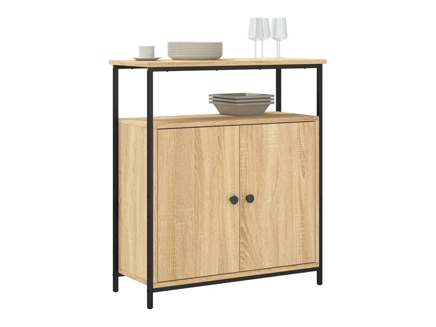 Aparador de roble Sonoma 70x30x80 cm madera de ingeniería