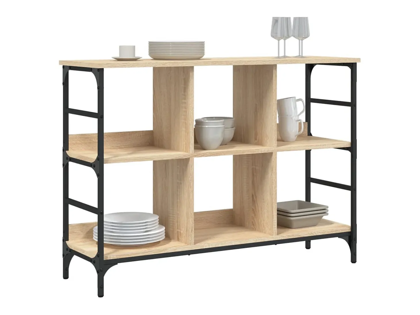Aparador de roble Sonoma 102x32x73,5 cm madera de ingeniería