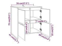 Aparador de roble Sonoma 70x41x75 cm Madera de ingeniería