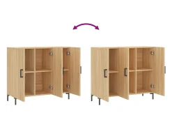 Aparador de roble Sonoma 90x34x80 cm madera de ingeniería
