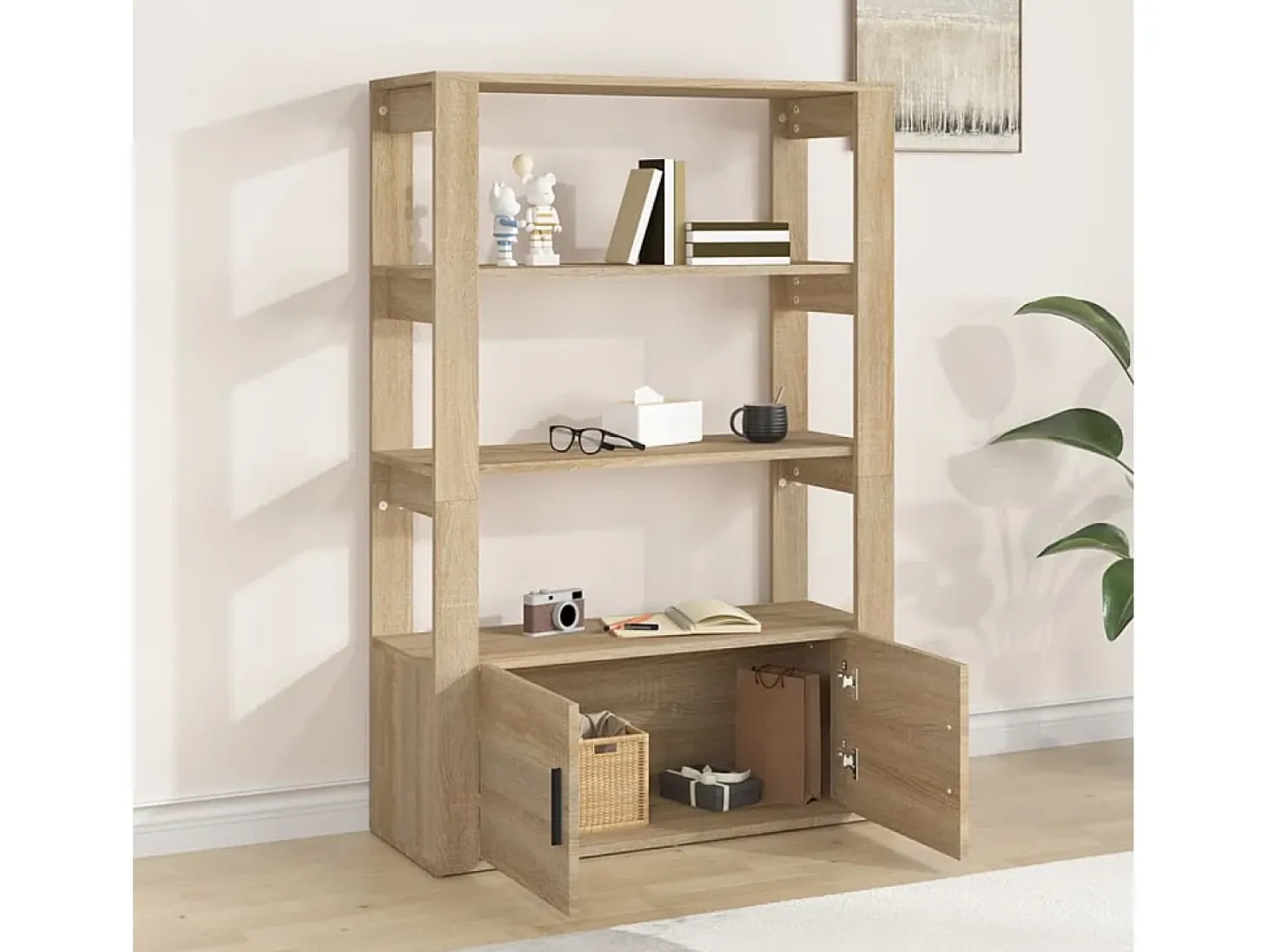 Aparador de roble Sonoma 80x30x119,5 cm Madera de ingeniería