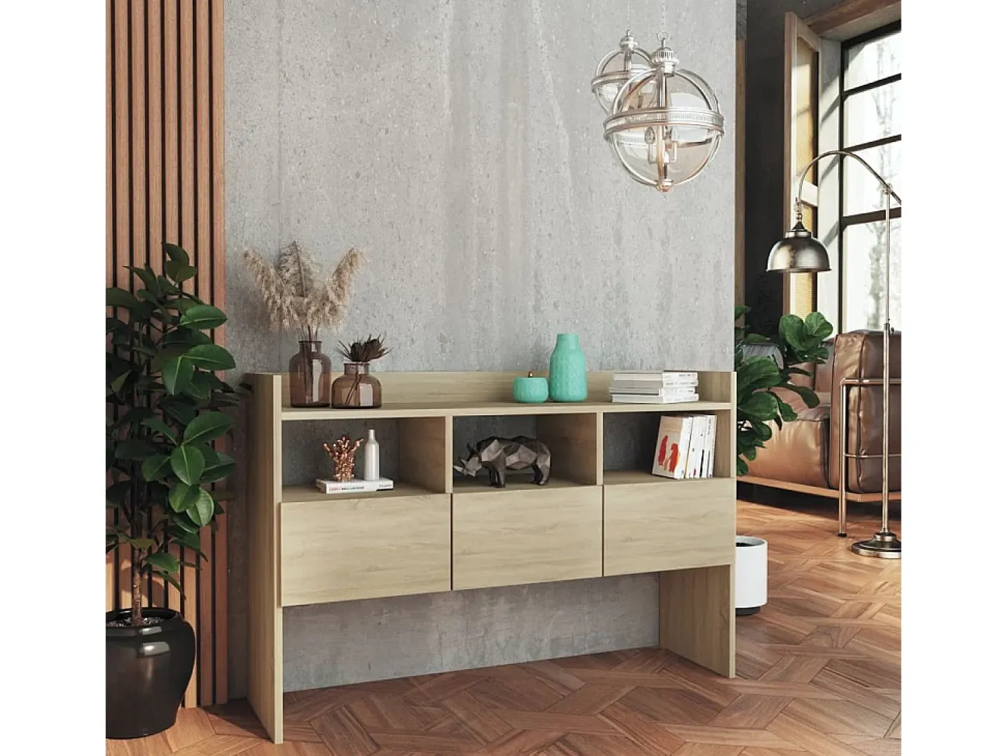 Aparador de roble Sonoma 105x30x70 cm Madera de ingeniería