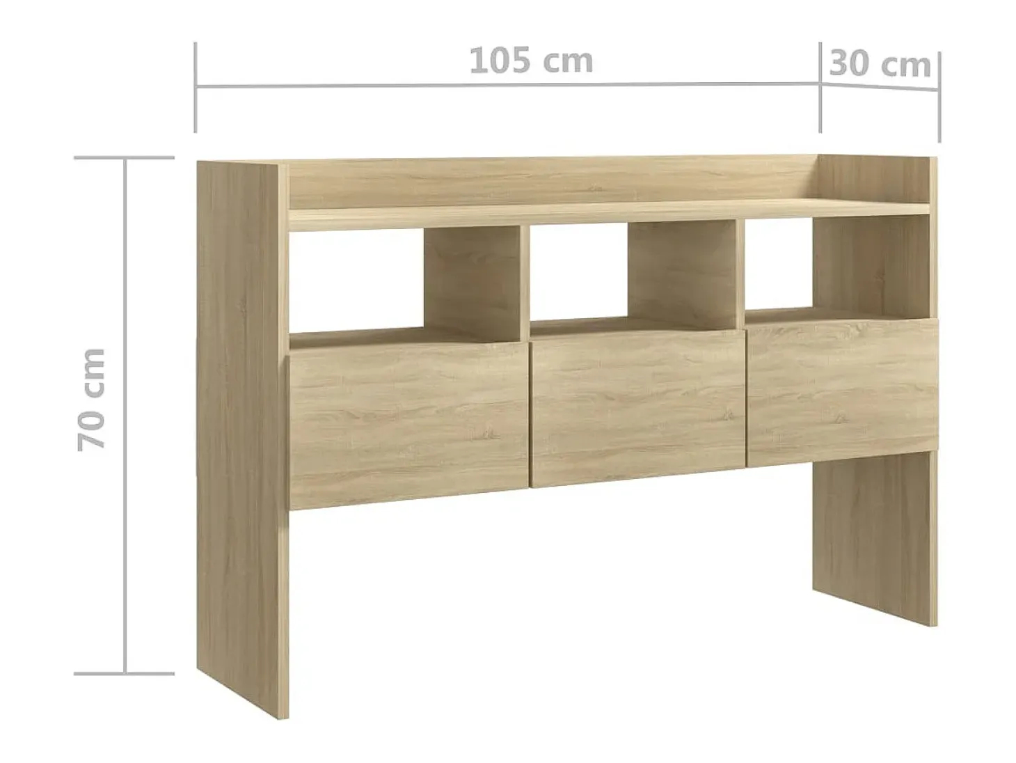Aparador de roble Sonoma 105x30x70 cm Madera de ingeniería