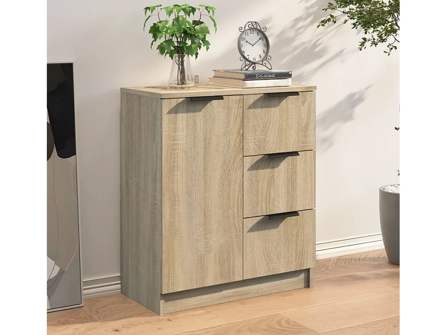 Aparador de roble Sonoma 60x30x70 cm Madera de ingeniería