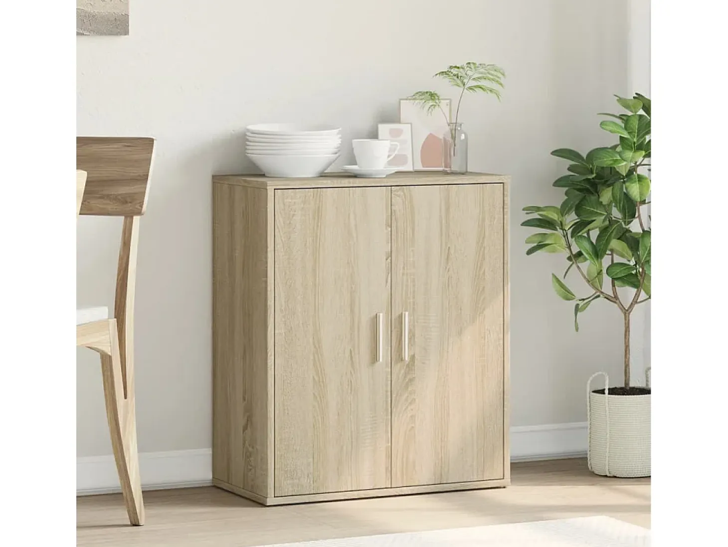 Aparador de roble Sonoma 60x31x70 cm madera de ingeniería