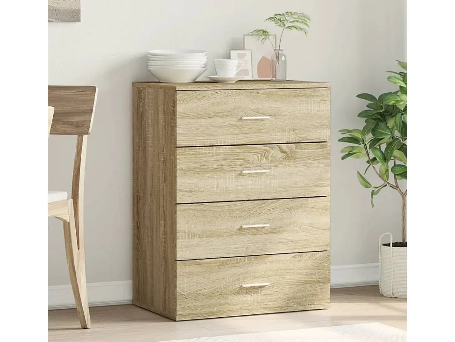 Aparador de roble Sonoma 60x39x80 cm madera de ingeniería