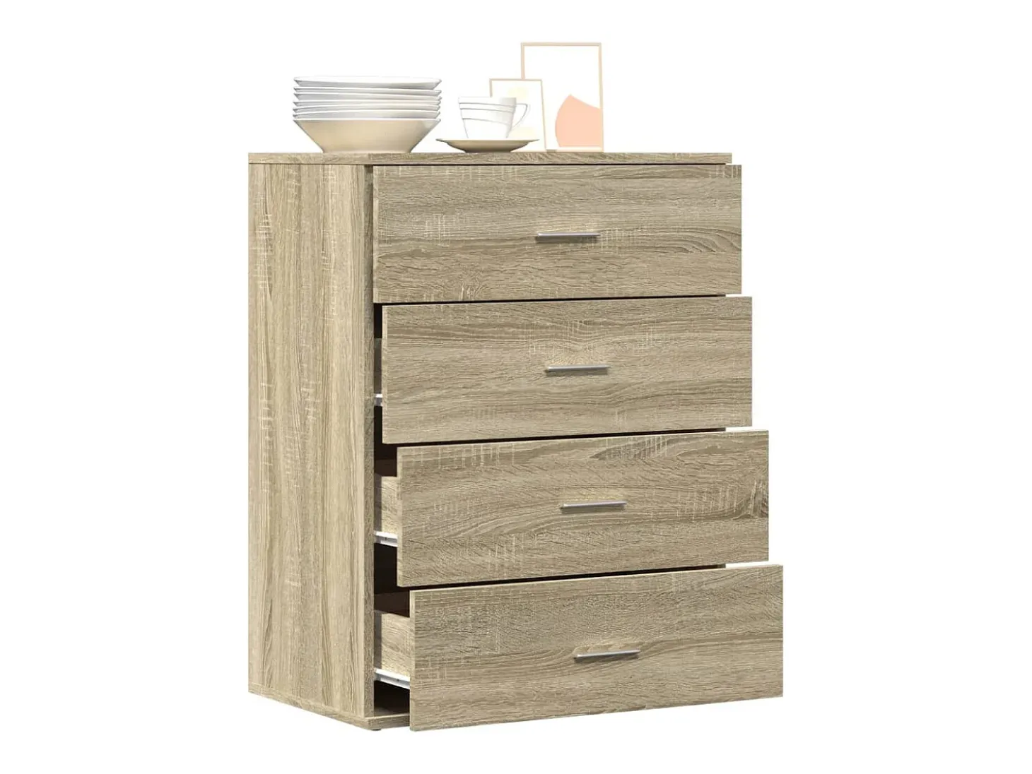 Aparador de roble Sonoma 60x39x80 cm madera de ingeniería