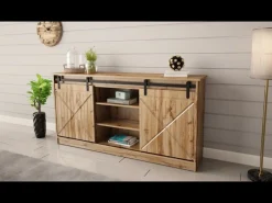 Aparador de roble wotan de 160 cm con puertas correderas Hexa
