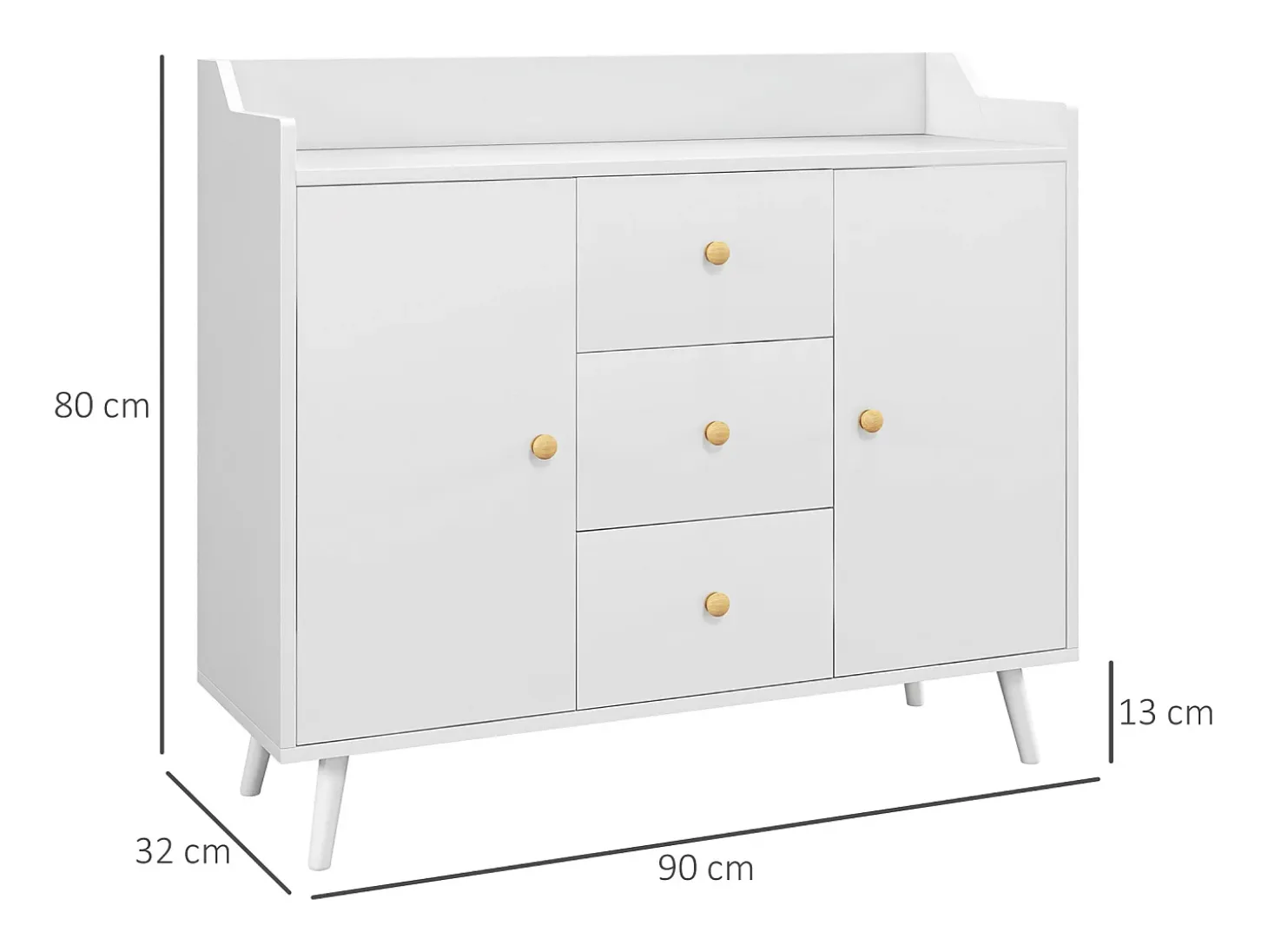 Aparador de salón blanco 90x32x80 cm HOMCOM