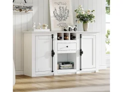 Aparador de salón con 2 puertas y 1 cajón - 130 x 35 x 70 cm - para salones y despachos - MDF + aglomerado - blanco