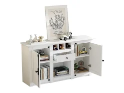 Aparador de salón con 2 puertas y 1 cajón - 130 x 35 x 70 cm - para salones y despachos - MDF + aglomerado - blanco
