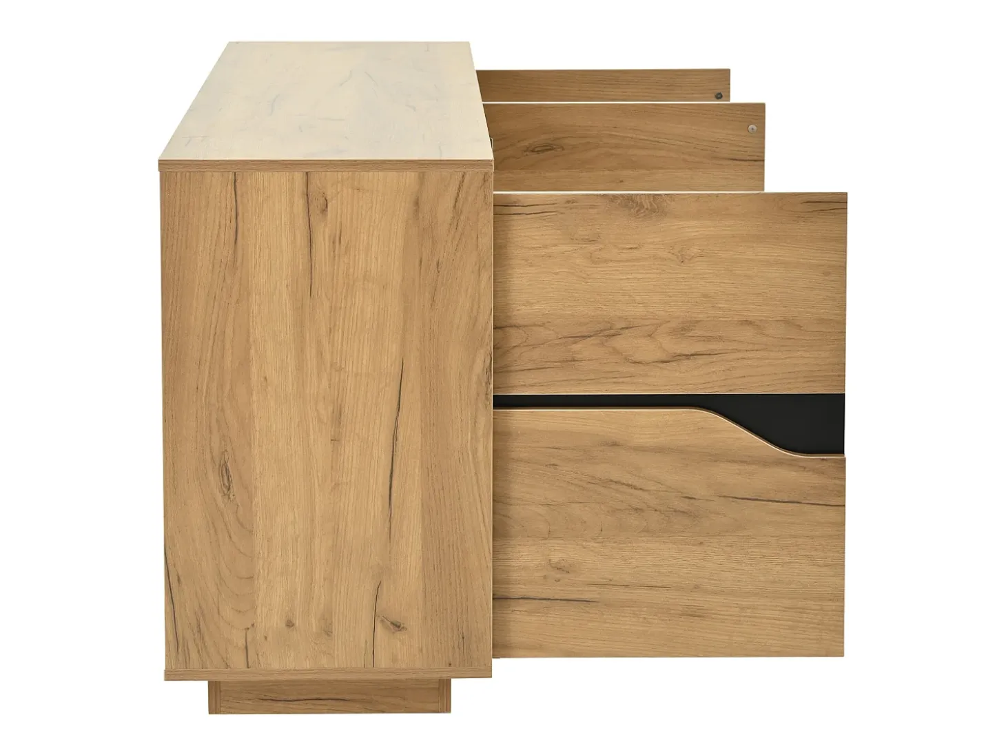 Aparador de salón con 3 puertas de almacenamiento y estantes ajustables – Madera natural y negro