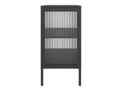 Aparador de vidrio y acero negro 70x35x70 cm