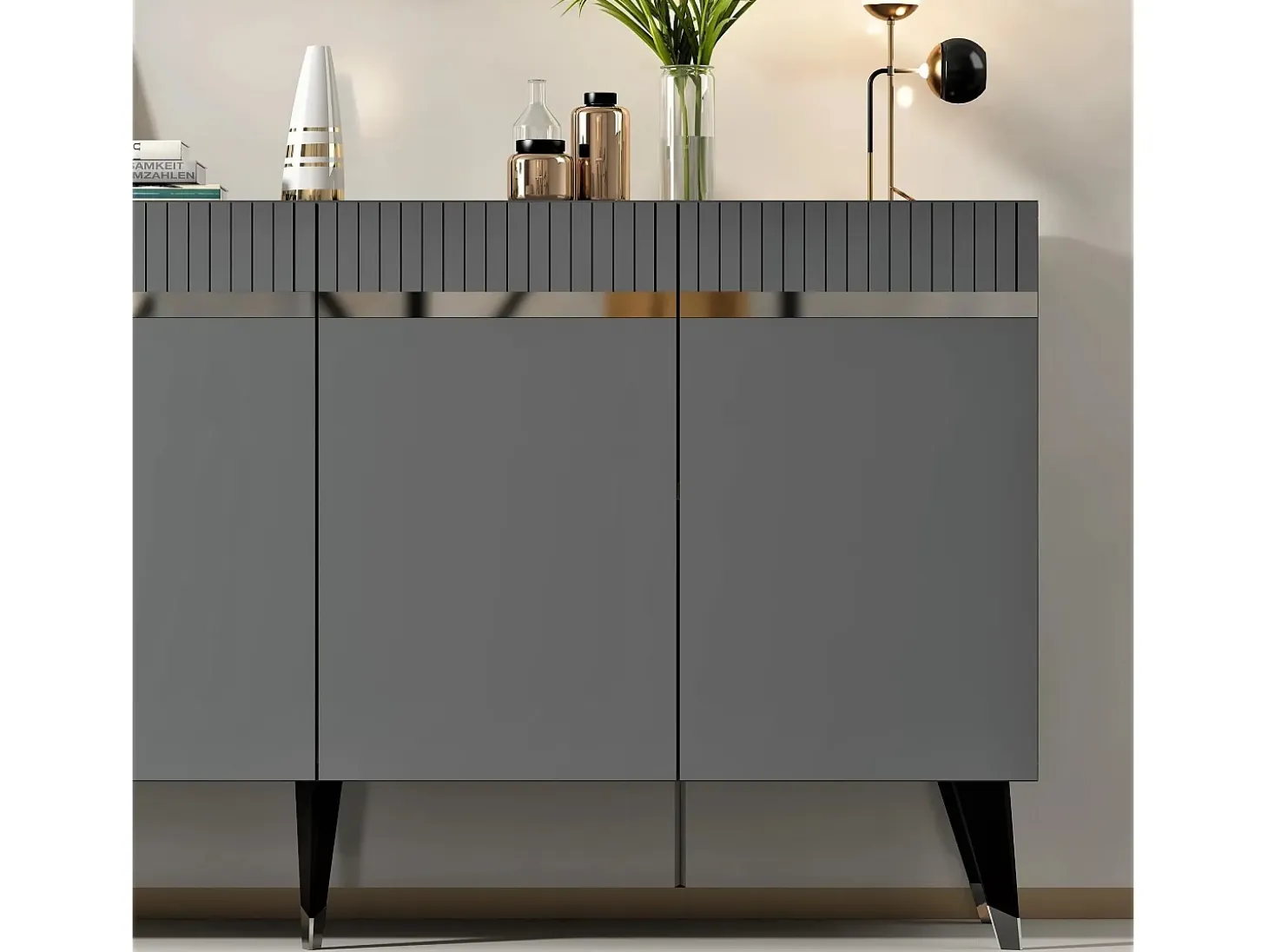 Aparador Defne Antracita Plata 150x40x80 cm
