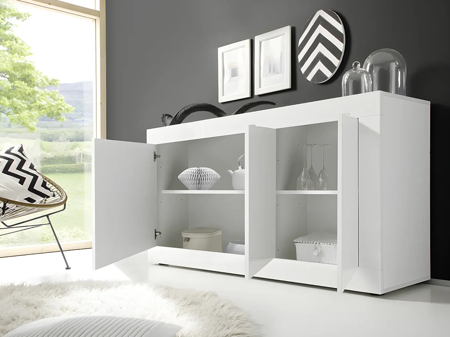 Aparador design 3 puertas Blanco lacado COMETE