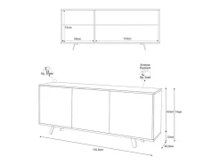 Aparador diseño moderno 3 puertas aparador salón cocina Sterling - Blanco - Mármol Calacatta