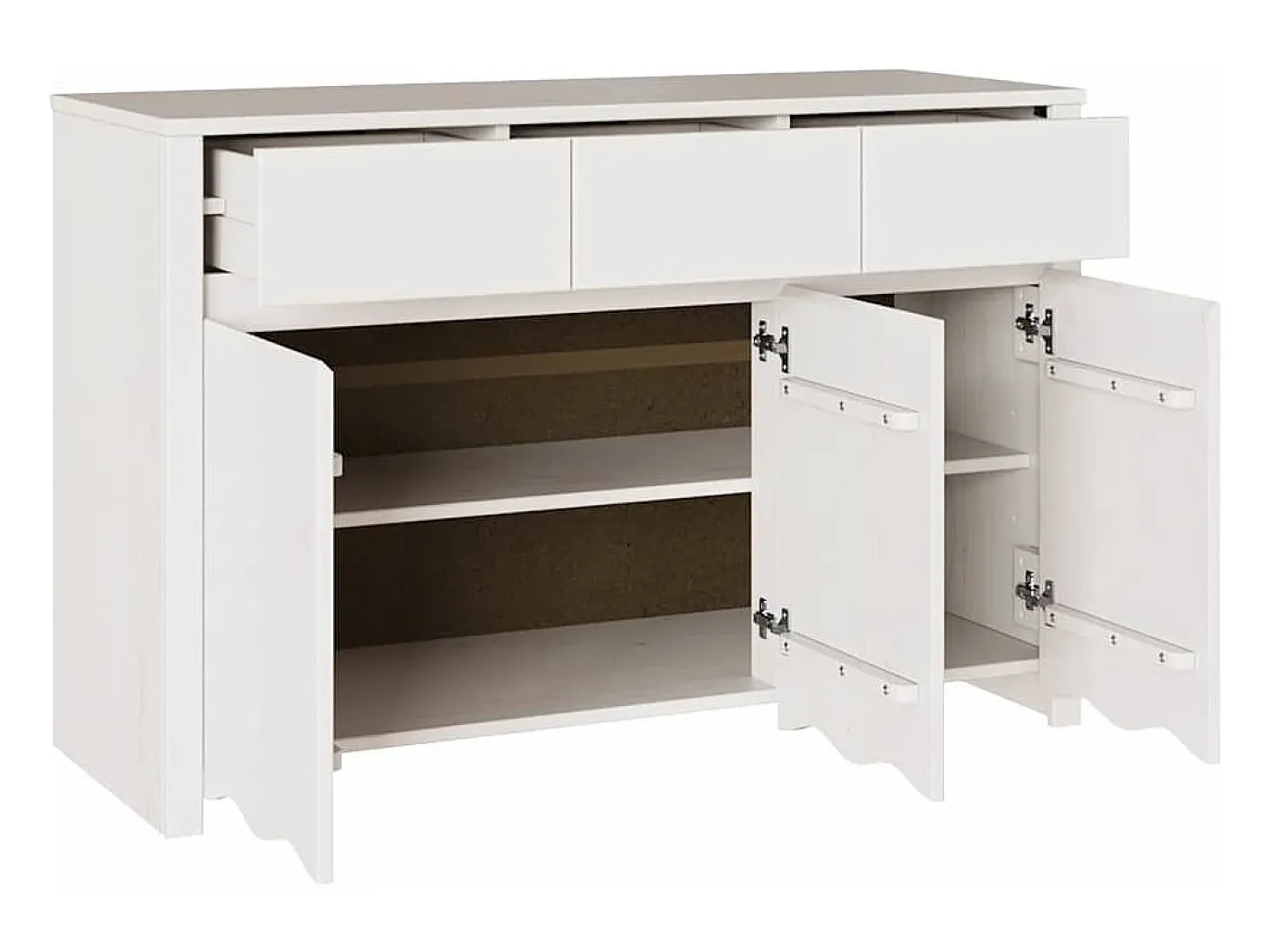 Aparador "DRAMMEN" blanco de 114 x 43 x 75,5 cm en madera maciza de pino