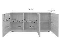 Aparador efecto madera 3 puertas, 160cm nogal