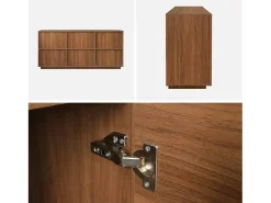 Aparador efecto madera 3 puertas, 160cm nogal