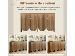 Aparador efecto nogal 147 × 40 × 80 cm - Mueble con 4 puertas - para salón, comedor y recibidor