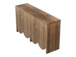 Aparador efecto nogal 147 × 40 × 80 cm - Mueble con 4 puertas - para salón, comedor y recibidor