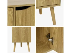 Aparador efecto nogal con 3 puertas y 3 estantes, 120cm efecto fresno